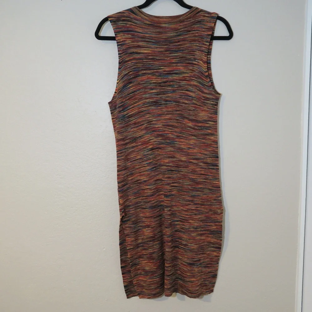 Anthropologie Dress Sleeveless Ribbed Knit Bodycon Multi Color Casual Size S‎
